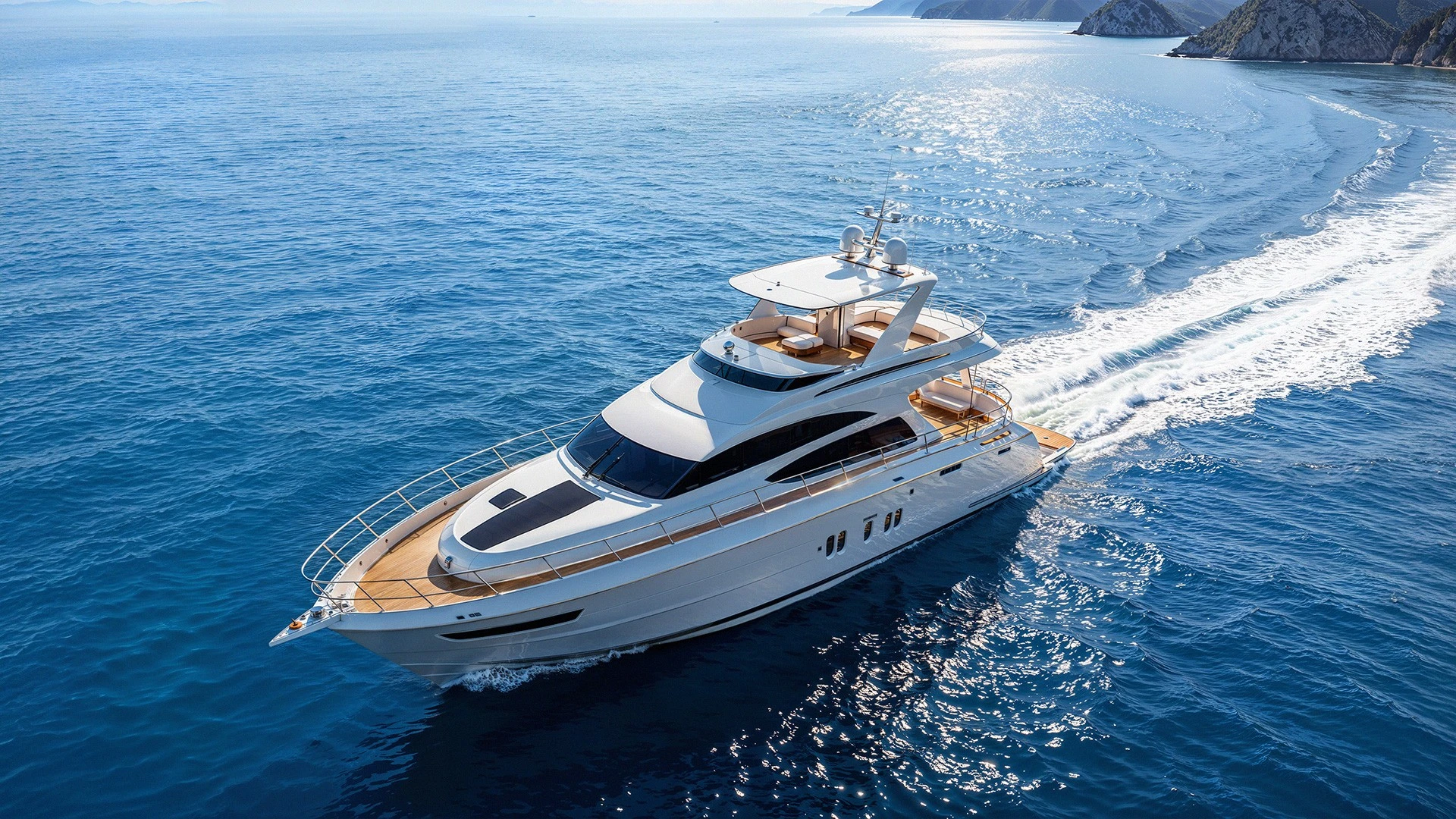 rendu 3d architectural photorealiste yacht luxe vue aerienne mer